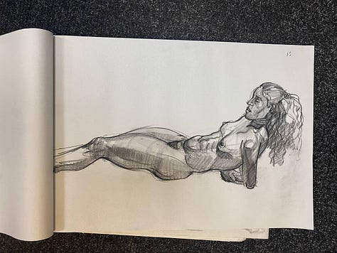 life drawing sketches of a female nude