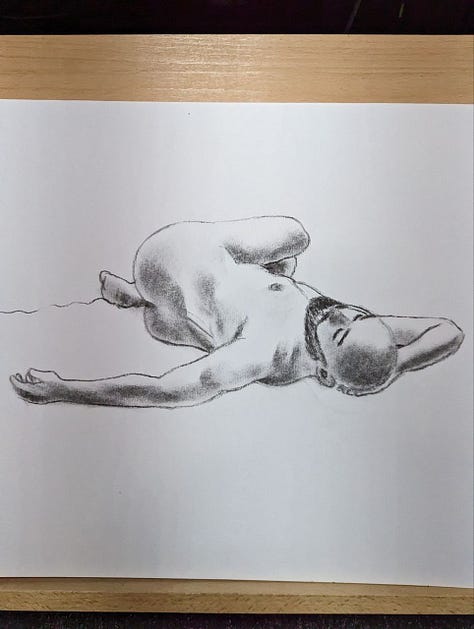 life model posed for sketching drawing male nude