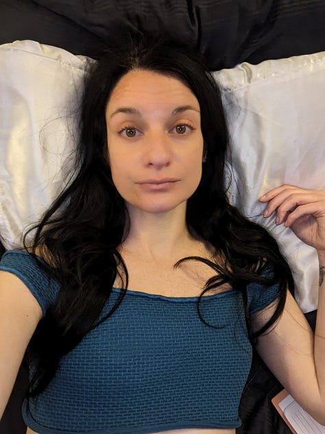 Brave woman with no makeup.