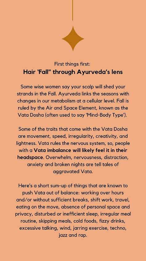 Selfcare guide to stimulate hair growth and reduce hair loss with the help of head massage, ayurvedic herbs, supplements, nutrition and lifestyle as medicine by following guidance for your Dosha