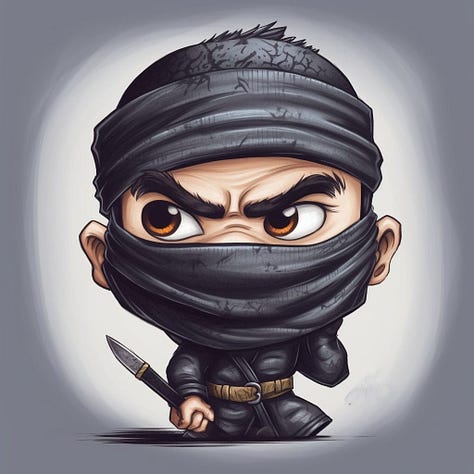 Monster / ninja / rhino caricatures from Midjourney