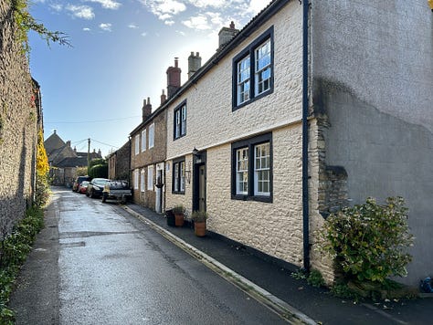 Five photos of cottages and a water pump in North Street, Norton St Philip, Somerset. Images: Roland's Travels