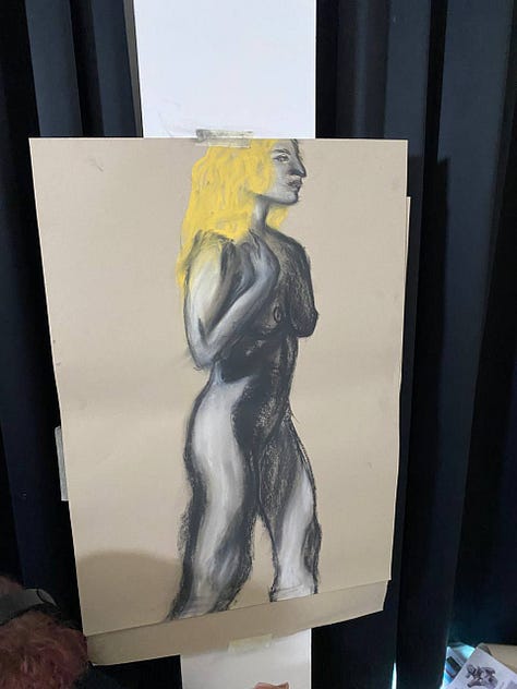 life drawing of female nude at Merthyr Tydfil, cardiff, wales