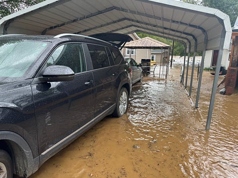 Our View of The Nolichucky River as Floodwaters Began to Rise