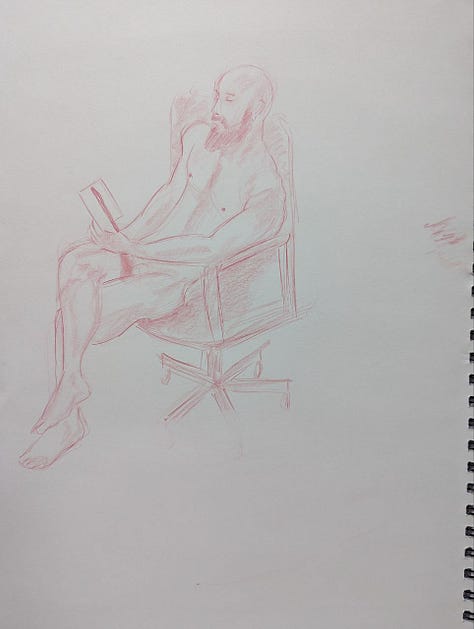 life model posed for sketching drawing male nude