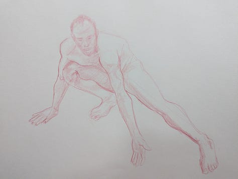 Male life model in dynamic poses