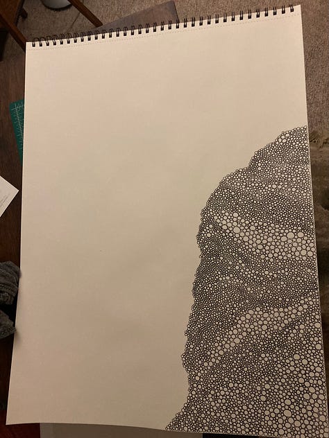 the circles continue to grow with the sheet nearly covering half the page.
