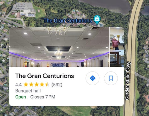 Map info for KARNAK Corp., manufacturers of liquid-applied roofing solutions, building envelope, and waterproofing products, The Hair Tailors hair salon, The Gran Centurions banquet hall, Tarantella's Ristorante, and Hooks Towing.