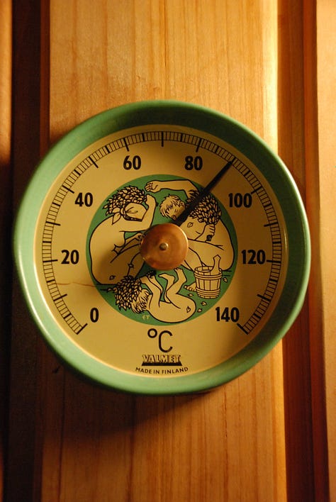 "Thermostat home" by CORGI HomePlan, "Naked Family Thermometer" by Joe Shlabotnik, mercury thermometer
