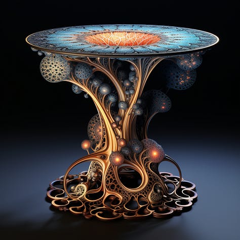 Prompts of Fractal bonfire / table / tree