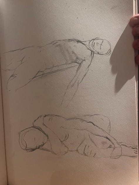 Life drawing of male nude