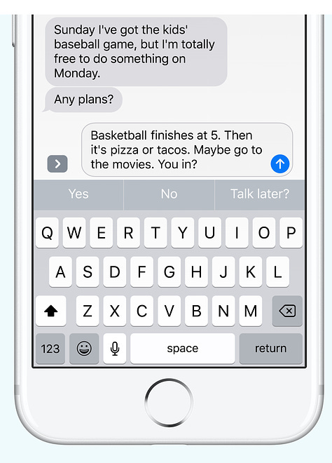 Marketing materials for iOS 10 featuring fake text messages