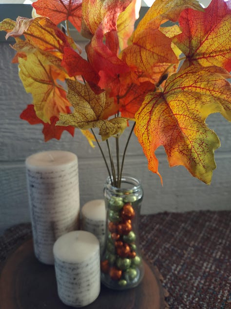 photos of fall leaves inside and outside