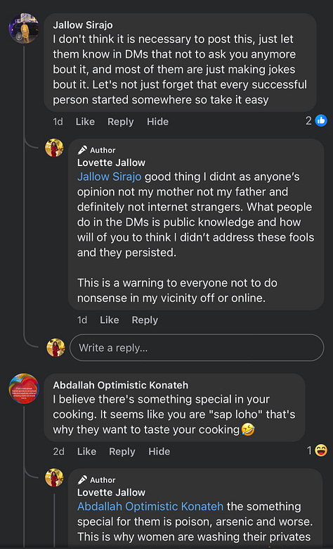 Screenshots of the conversations