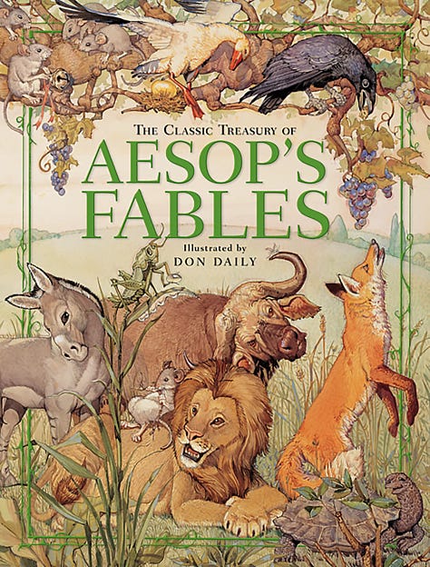 Covers of Aesop’s Fables, Thinking Fast and Slow, and The Interpretation of Dreams