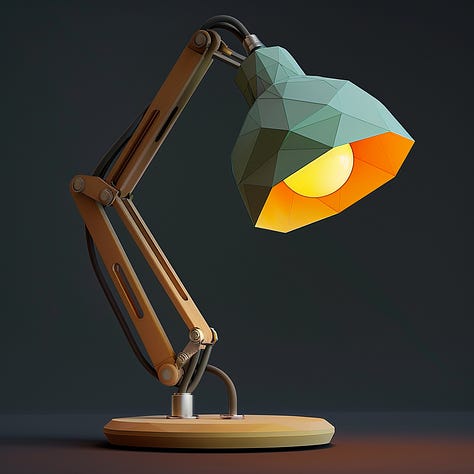 Dog, lamp, meadow - low poly