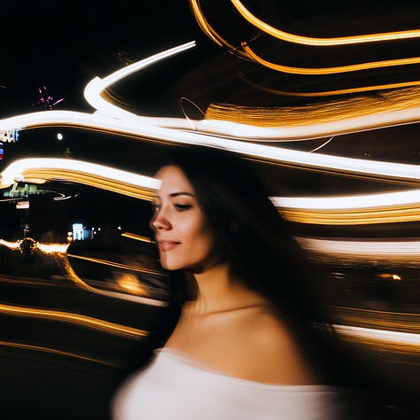 Photos of a woman at different shutter speeds in Midjourney