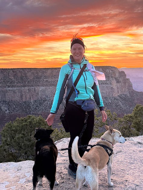 Liz and dogs at the Grand Canyon