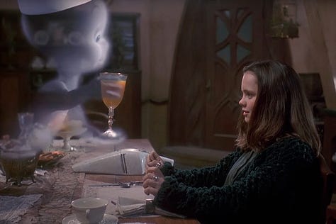 Morning Breakfast in Casper (1995) with Christina Ricci, orange juice, and eggs