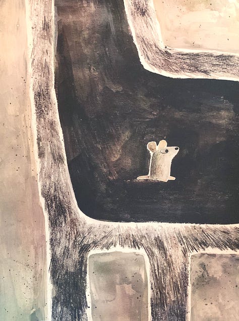 Pages from The Wolf, the Duck, and the Mouse, written by Mac Barnett & illustrated by Jon Klassen