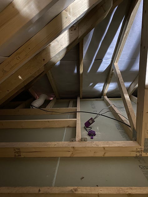 loft before and after the insulation was laid