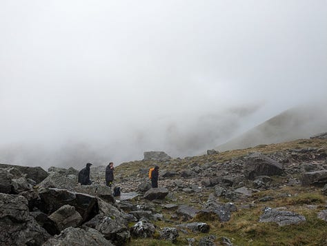 walking up Scafell Pike