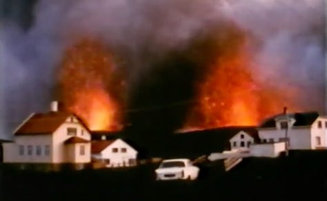 Stills from 1973 Eldfell footage (click below to watch footage)