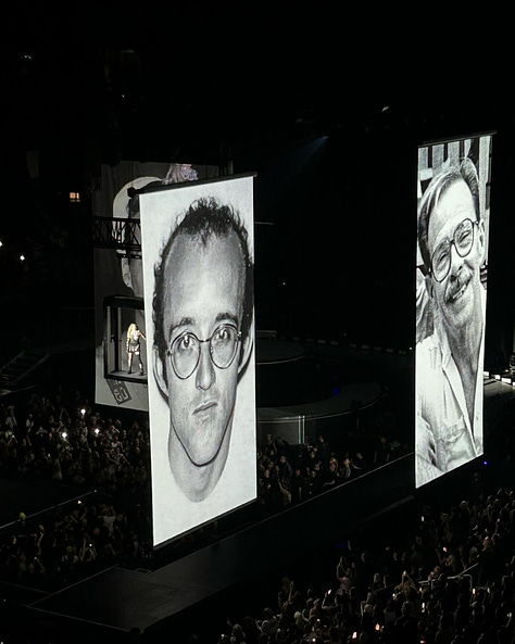 Images of people who died during the AIDS crisis as a backdrop at the Madonna concert at Scotiabank Arena.