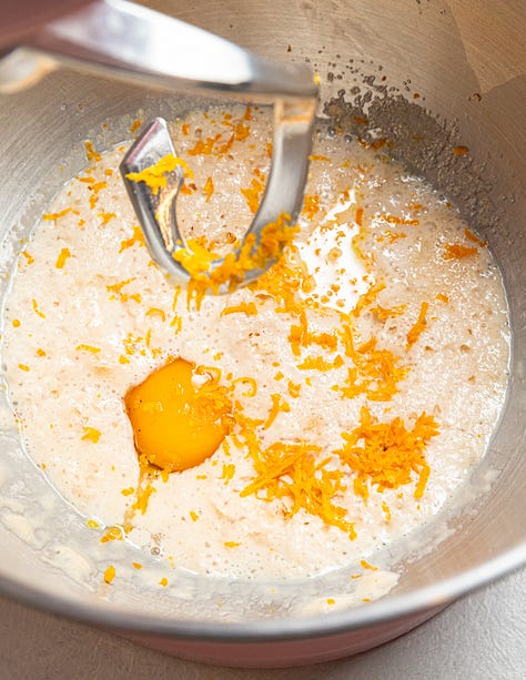 Making dough for cranberry orange star bread