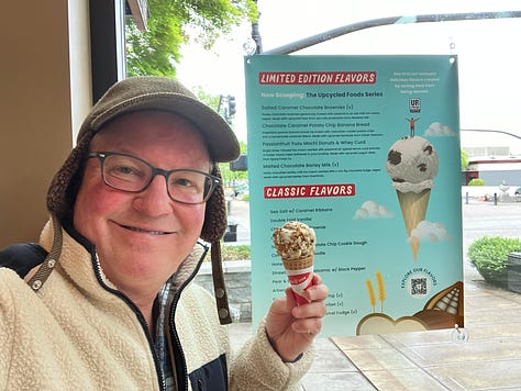 Salt & Straw's ice cream with author holding an ice cream cone