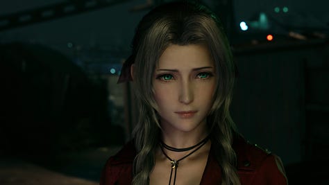 Aerith knows that there is still time and hesitates to confirm Shinra's plan to crush the slums.