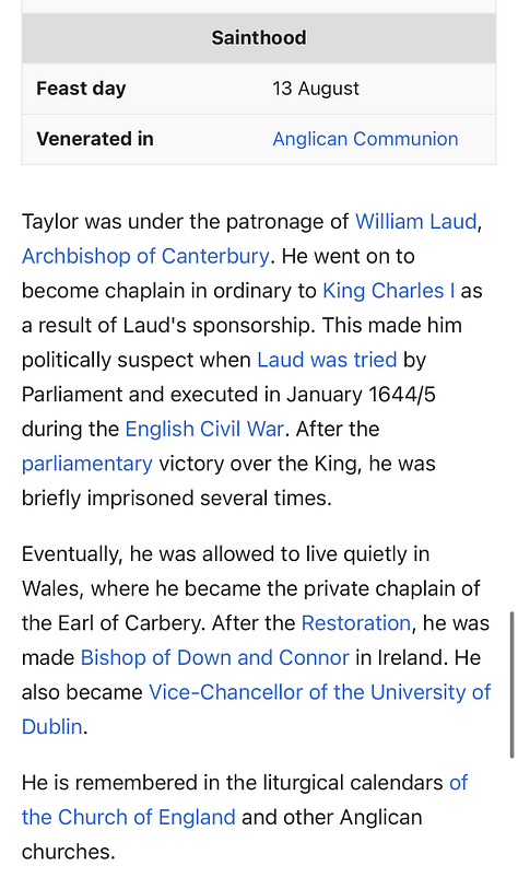 Wikipedia on Jeremy Taylor and Golden Grove