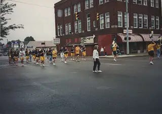 Marching in the Cerro Gordo High School Band to the West Frantz Cemetary at the edge of town