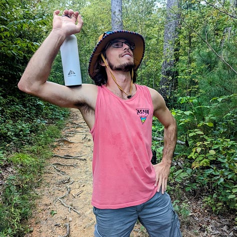A collection of photos taken while completing the Cove Mountain Laurel Falls loop trail, with some photos featuring interesting sights (rocks, trees, and flora) indicated along the way.
