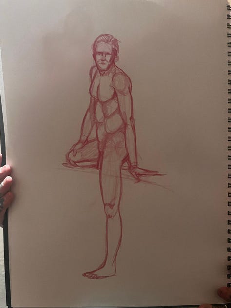 Life drawing of male nude