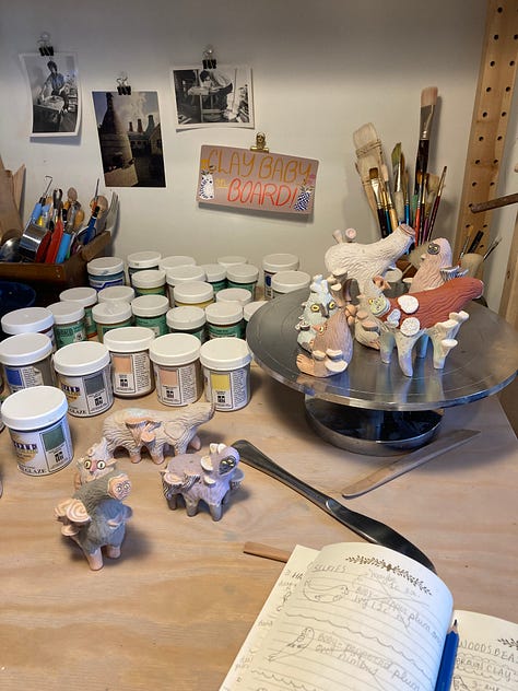 An assortment of Forest Creatures being glazed!