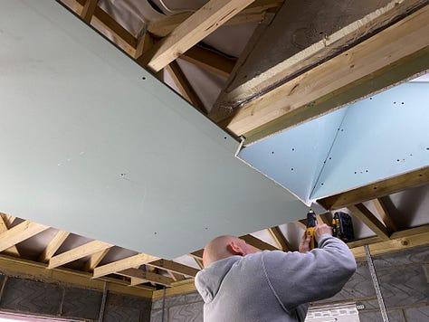 boarding of the ceiling and velux window