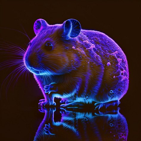 Blacklight hamster | bicycle | volcano