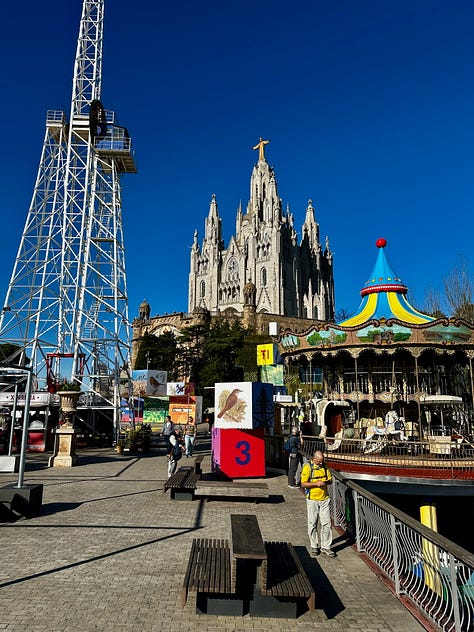 Hiking to the Tibidabo in Barcelona, Catalonia, Spain