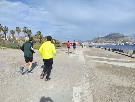 Pictures of the course show a broad concrete path for most of the path and blue skies