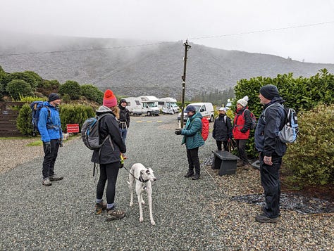 walking in mist in north wales