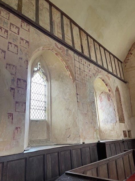 Medieval paintings inside Hailes church