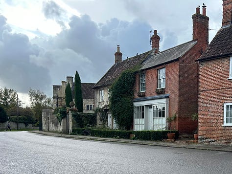  1. The war memorial, Steeple Ashton 2 The Old Rose & Crown Cottage and village green, High Street, Steeple Ashton. 3 Cottages with indicating previous use as a shop. Images: Roland's Travels