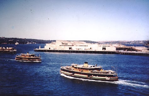 Images of the construction and completion of the Sydney Opera House