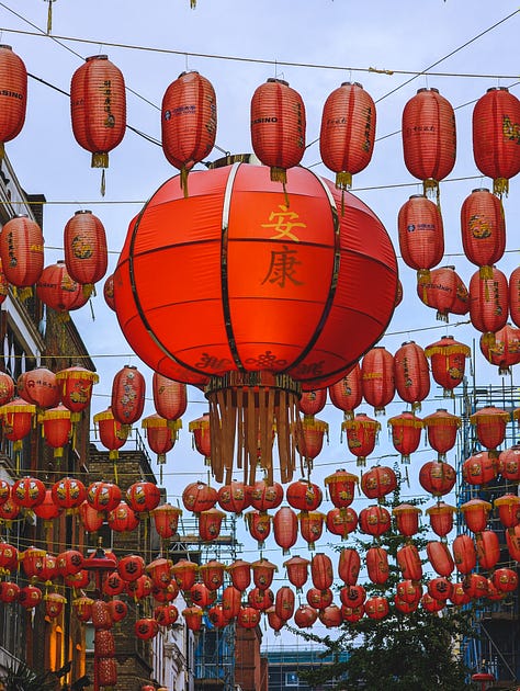 Three images depicting Chinatown London, UK.