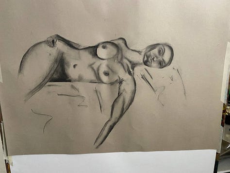 life drawing of female nude at Merthyr Tydfil, cardiff, wales