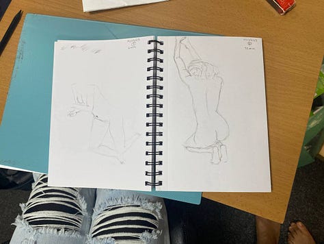 female life model poses and sketches