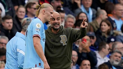 Pep Guardiola and some great players he has coached.