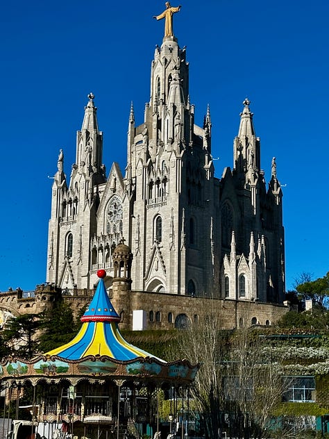 Hiking to the Tibidabo in Barcelona, Catalonia, Spain