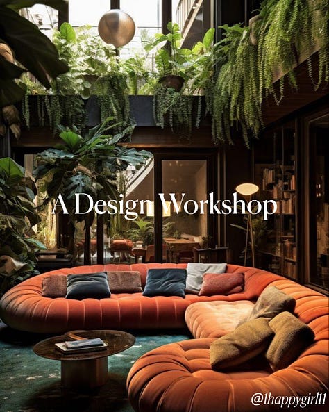 A collection of images detailing the Studio: Living Room workshop.